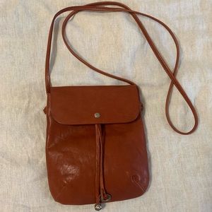 Massimo Palomba Leather Crossbody Purse - Myra Puccini Style in Saddle Brown